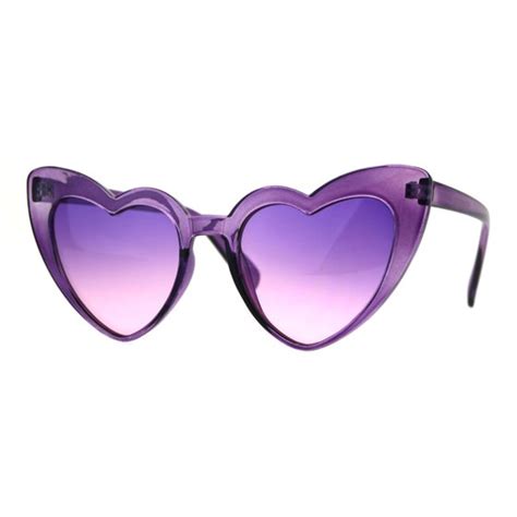Sa106 Womens Cat Eye Heart Shape Retro Goth Plastic Sunglasses Purple