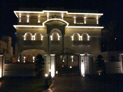 Wyzworks blue led rope lights LED rope lights outline the roof-line of this Kuwait home ...