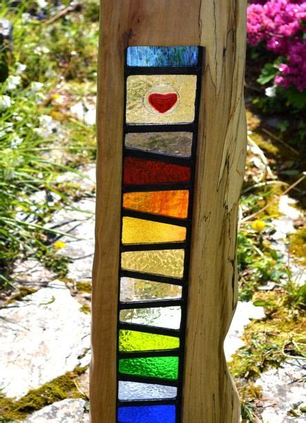 Pinnaculum Stained Glass And Wood Sculpture Glass Garden Art Stained Glass Diy Stained Glass
