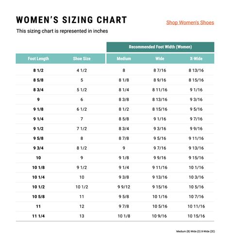 Womens Boot Width Size Chart My