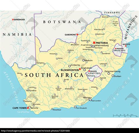 Südafrika Politische Karte Lizenzfreies Foto 13201660