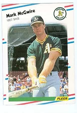 You can tell this card came out in the '90s. Amazon.com: Mark McGwire 1988 Fleer Baseball Card #286 Oakland Athletics - mint condition ...