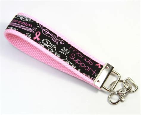 PINK RIBBON Fabric Key Chain Fabric Key Fob Breast Cancer Etsy