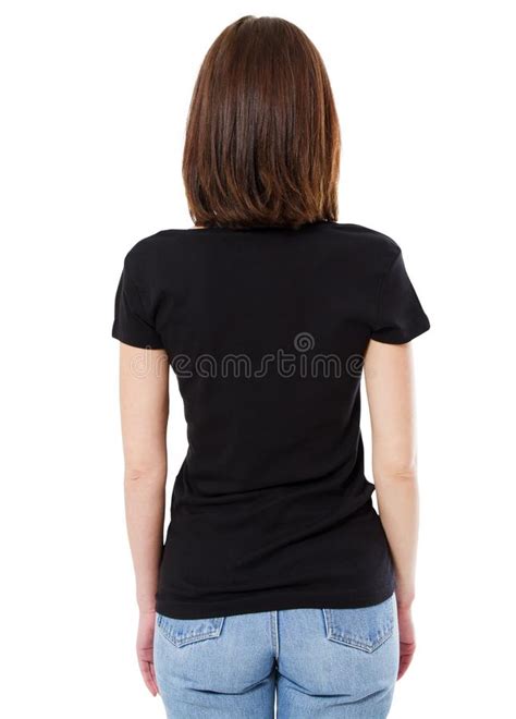 Woman In Stylish T Shirt Back View Isolated On White Backgroundtshirt