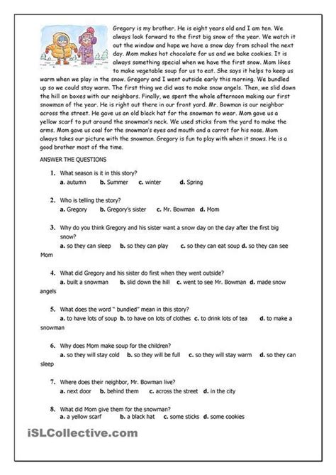 Reading Comprehension Test Grade 6 Printable Dorothy James Reading