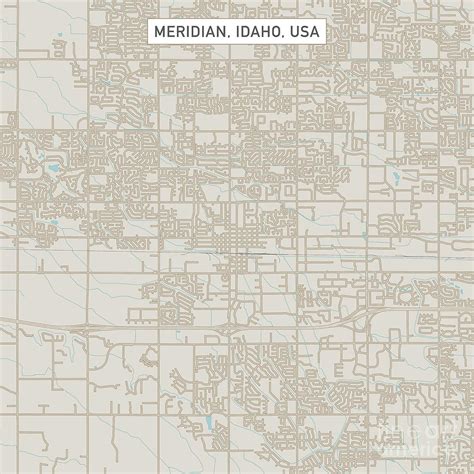 Meridian Idaho Us City Street Map Digital Art By Frank Ramspott Fine