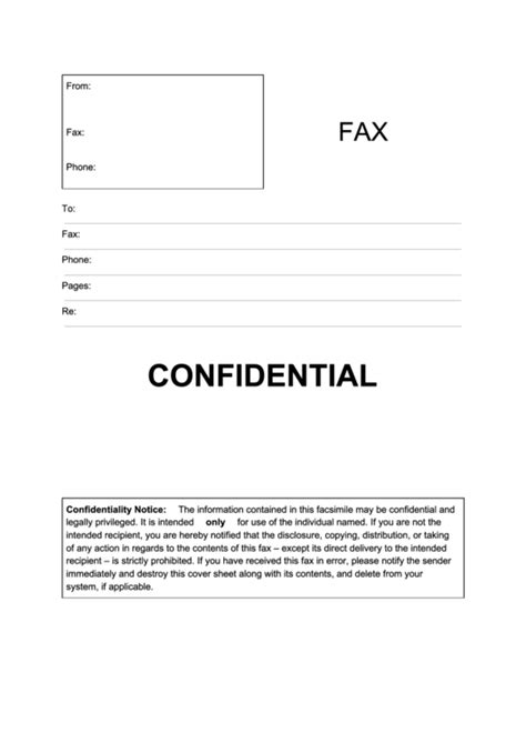 Confidential Fax Cover Sheet Printable Pdf Download