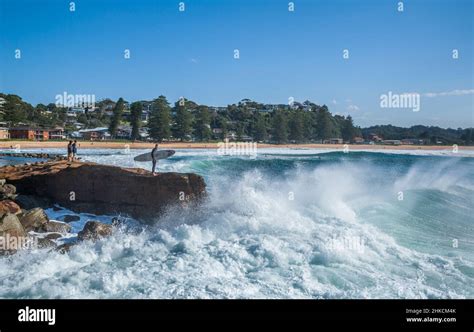 Perilous Surf At Avoca Rocks Avoca Beach At The Central Coast Of New