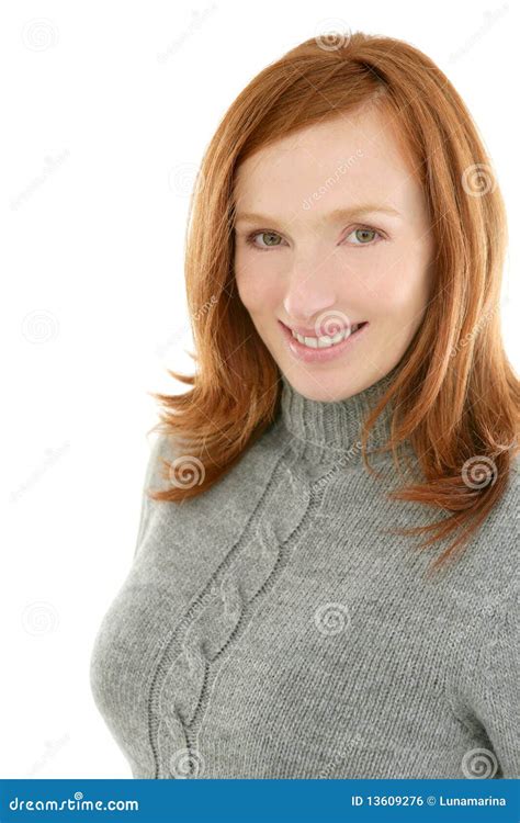 Redhead Beautiful Woman Portrait Smiling Stock Photo Image Of Healthy