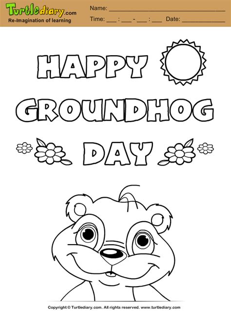 Free printable coloring pages groundhog day coloring pages. Happy Groundhog Day Coloring Page | Turtle Diary