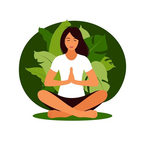 Woman Meditating In Nature Meditation Concept Relax Recreation 3009947 Vector Art At Vecteezy