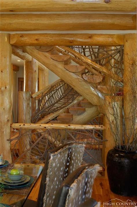With her rustic design, claire belongs to our family of traditional log cabin diy house plans. Unique Staircase | Mountain cabin, Cabin plans, Mountain ...