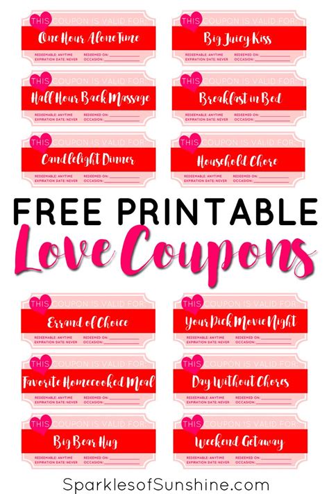 Valentines Day Free Printable Love Coupons Sparkles Of Sunshine