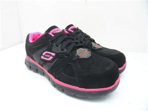 Skechers Womens Synergy Sandlot Alloy Toe Lace Up Work Shoes Black