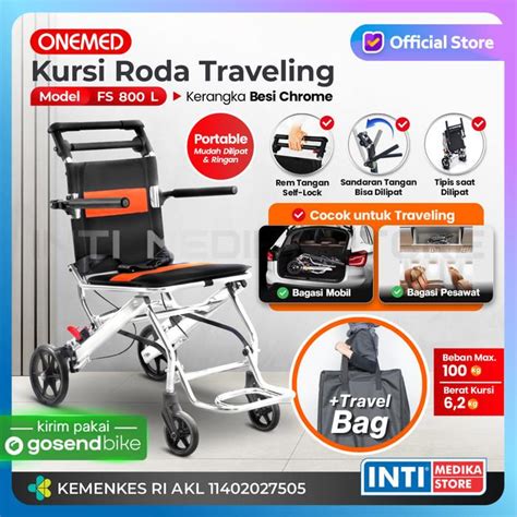 Jual Onemed Kursi Roda Travel Portable Aluminium Fs 800L Travelling