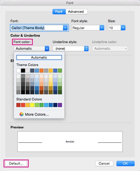 Microsoft Office Tutorials Change The Default Text Color Font Color