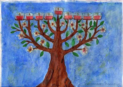 Almond Blossom Menorah Painting By Cassandra Donnelly Fine Art America