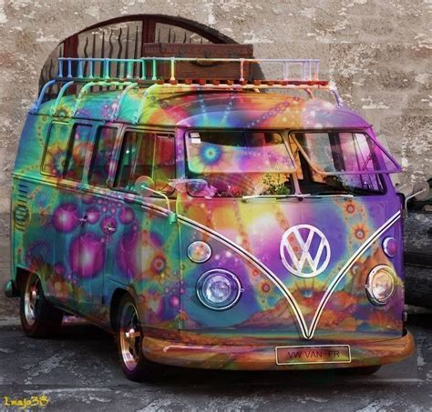 Cute Colors Peace And Love Hippie Bus Vw Bus Vw Van