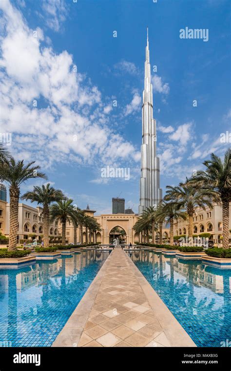 The Palace Hotel And Reflective Pool With The Burj Khalifa In Downtown