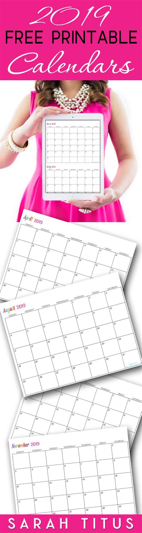 Custom Editable Free Printable 2019 Calendars Planner Printables Free