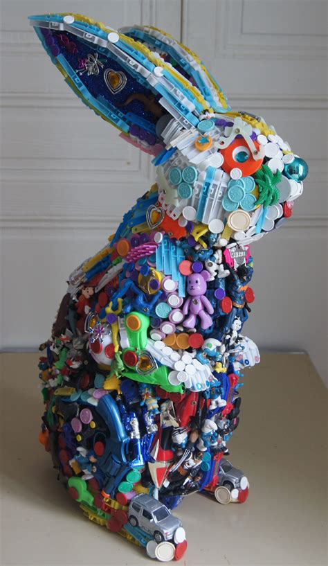 Rabbit Robert Bradford Recycled Toy Art Rabbit