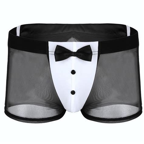 sexy mens waiter costume maid mesh lingerie bow tie t back bulge pouch panties m ebay