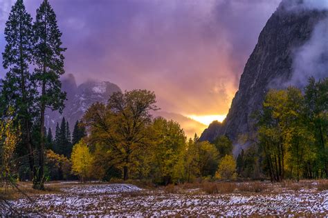 Sunset In Yosemite National Park As Sunset Approached