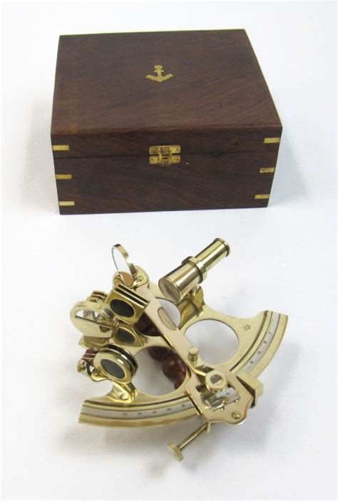 large brass sextant 9 w wooden case nautical maritime astrolabe boat decor new ebay
