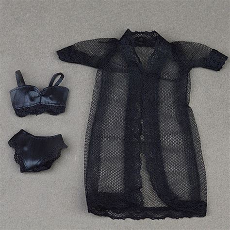 SET Pajamas Lingerie Lace Long Coat Bra Underwear Clothes For Barbie Doll Gown EBay