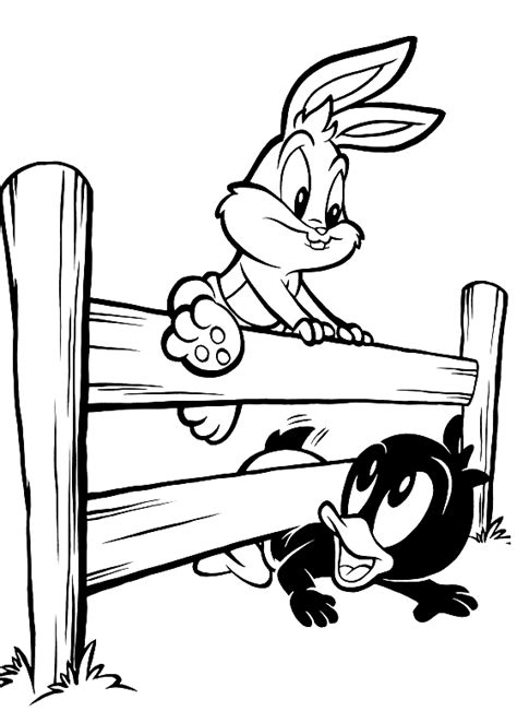 Ausmalbilder Baby Bugs Bunny Und Baby Daffy Duck Die Ber Den Zaun