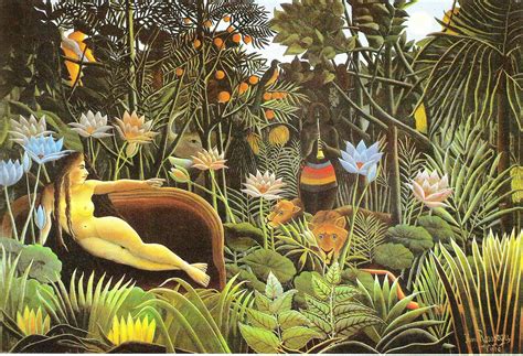 Rousseau's painting style was unlike that on any other primitive painter, and many of his tiger in a tropical storm (surprised!) was exhibited in 1891, and rousseau received his first. Henri Rousseau . | Dream painting, Henri rousseau, Post ...