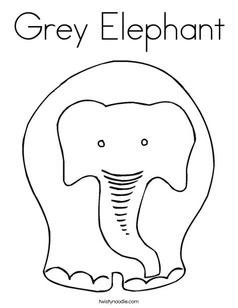 Grey Elephant Coloring Page Twisty Noodle