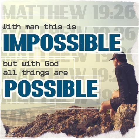 A Man Sitting On Top Of A Mountain With A Bible Quote Above Him That