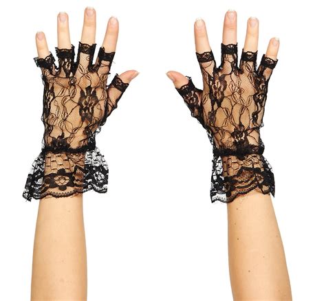 fingerless black lace gloves