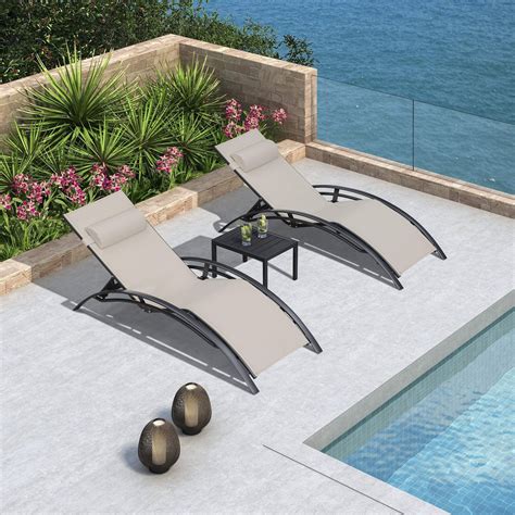 Purple Leaf Patio Chaise Lounge Set Outdoor Lounge Chair Beach Pool Sunbathing Lawn Lounger