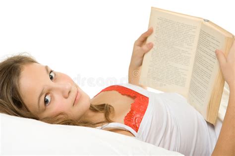 Girl Reading Book In Bed Stock Image Image Of Adolescence 4012637