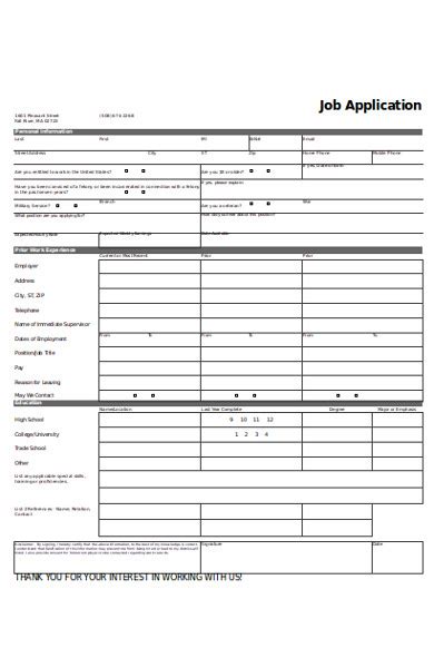 Free 31 Printable Application Forms In Pdf Ms Word Excel