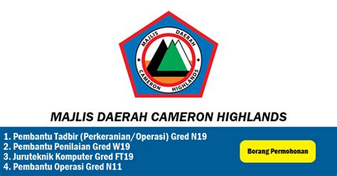 Majlis daerah cameron highlands ~ penolong pegawai tadbir n29. Jawatan Kosong 2019 di Majlis Daerah Cameron Highlands ...