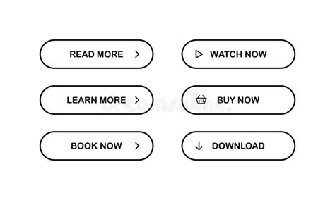 Black Web Buttons Set Read More Learn More Watch Now Download
