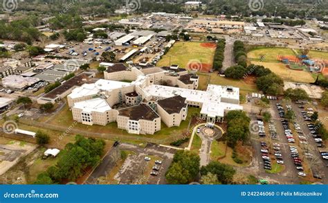 Drone Orbit Aerial Clip Leon County Jail 4k Stock Footage - Video of