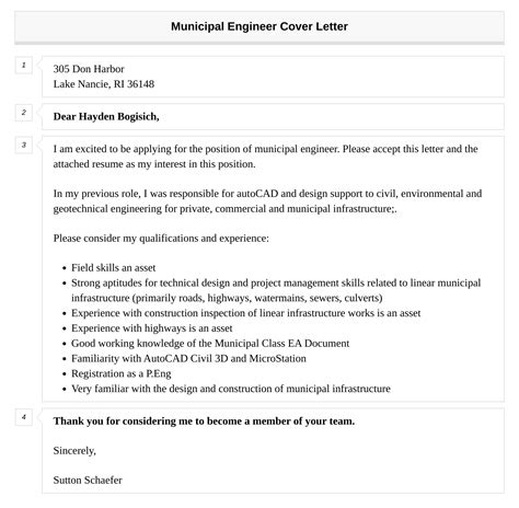 Municipal Engineer Cover Letter Velvet Jobs