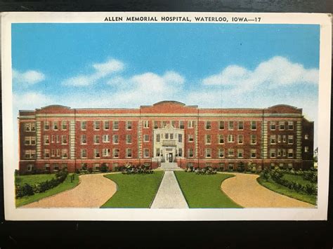 Vintage Postcard 1915 1930 Allen Memorial Hospital Waterloo Iowa