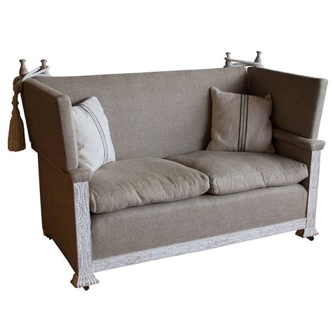 Steel ratchets to both drop arms, all original upholstery and fringing. Antique Knole Sofa For Sale at 1stdibs