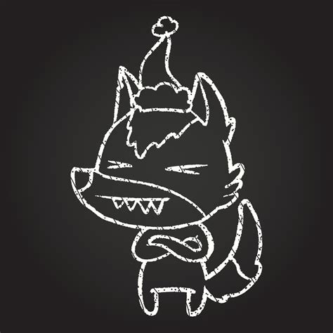 Christmas Wolf Chalk Drawing 13111684 Vector Art At Vecteezy