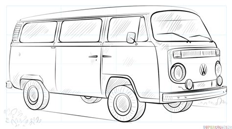 How To Draw A Vw Bus Step By Step Drawing Tutorials