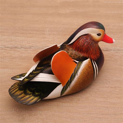 Unicef Market Hand Carved Wood Duck Sculpture Mandarin Thought