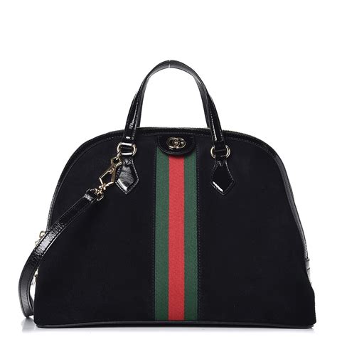 Gucci Suede Patent Gg Web Medium Ophidia Top Handle Bag