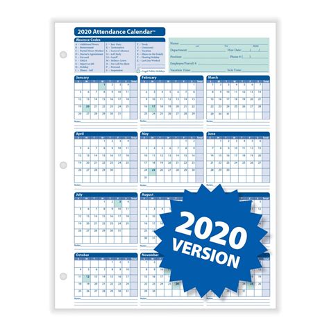 Keeping track of employee attendance is vital for any business, large or small. 2020 Employee Attendance Calendar Free | Calendar for Planning