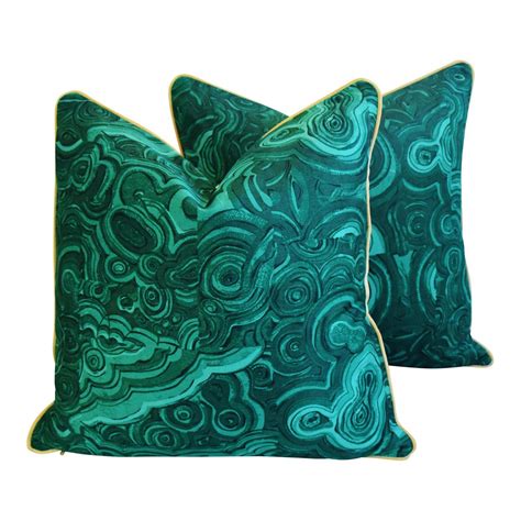 Tony Duquette-Style Jim Thompson Malachite Pillows - a 