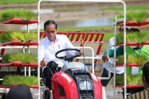 Presiden Jokowi Ajak Petani Milenial Pakai Mesin Tanam Padi